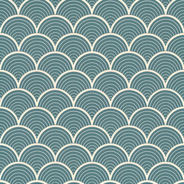 Minimal scale pattern, semi-circles repeating, fish-scale style but very clean