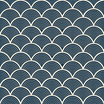 Minimal scale pattern, semi-circles repeating, fish-scale style but very clean