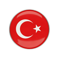 Obraz premium Round Turkish Flag Emblem, with Crescent Moon and Star, cutout, PNG isolated on white or transparent background