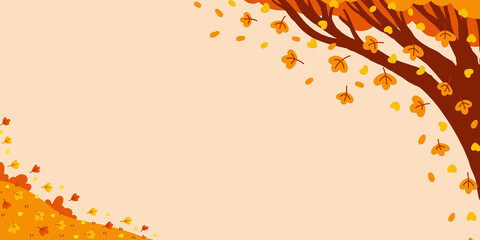 Autumn banner with colorful seasonal leaves, flyer design for thanksgiving, harvest, and fall celebrations