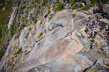Moro Rock Summit Hikers Overlook Granite Cliffs and Forest Sequoia National Park