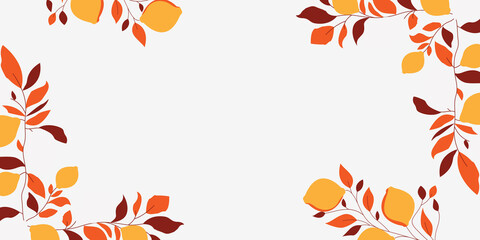 Autumn seasonal flyer template with golden leaves, fall banner design for thanksgiving celebrations and sales