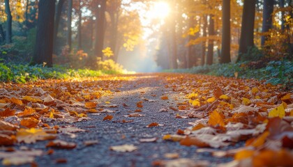 Golden Autumn Forest Path