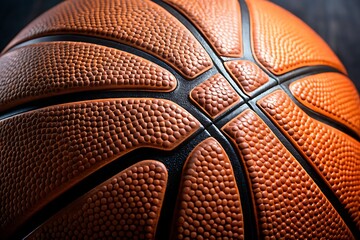 Fototapeta premium Close-up textured surface of a basketball sport game