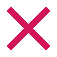 Pink Cross Sign. Pink Cross Mark No Delete Icon.