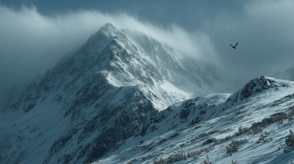 Sunlit slopes: capturing the magic of dombay's early snows. Surreal portraits. Golden sunlight kisses dombay's sparkling snowy peaks. Creative concept. Surreal composition.