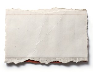 Torn piece of old newspaper with visible texture and frayed edges on a white background torn paper ripped