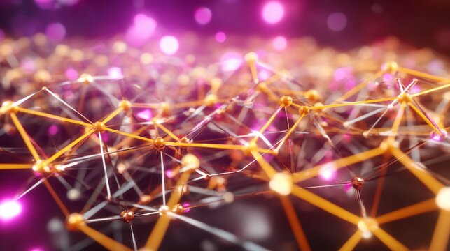 Abstract network connecting dots with glowing lights, creating futuristic technology