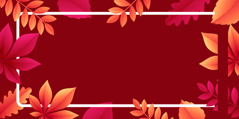 Autumn seasonal flyer with decorative leaf border, fall banner template for thanksgiving events and festivals