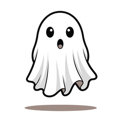 Cute cartoon ghost with big eyes and open mouth for halloween