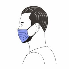 Profile of man wearing medical mask