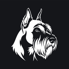 Schnauzer dog head vector logo. Stylized portrait of a pet for a mascot or emblem