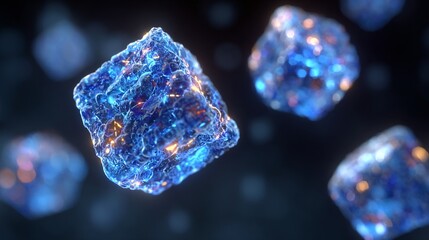Detailed abstract rendering featuring luminescent crystalline structures against dark backdrop