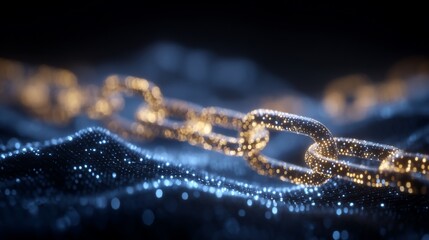 Fototapeta premium Digital Blockchain Technology Concept with Glowing Links on a Networked Background