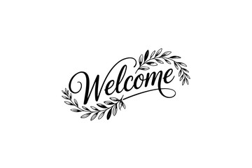Elegant Calligraphic Welcome Typography on White Background