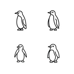 Naklejka premium Cute Penguin Icon Bundle, Winter Penguin Character Set, Arctic Penguin Illustration Pack, Adorable Penguin Vector Collection, Frozen Penguin Graphic Design