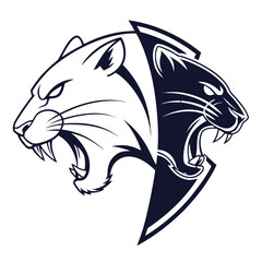 Fototapeta premium Split Face Cyber Panther Mascot Logo Vector Illustration for Futuristic Esports and Modern Branding Design