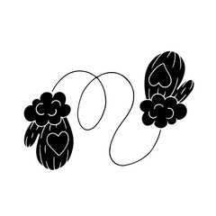 Silhouette, stamp of winter gloves, mittens. Vector graphics.