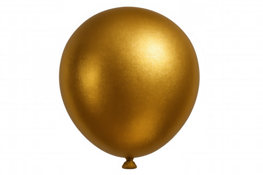 Gold balloon floating, celebrating birthday, anniversary, luxury event on transparent background