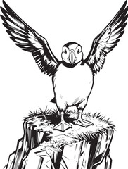 close-up-seagull-flying-against-sky vector line art