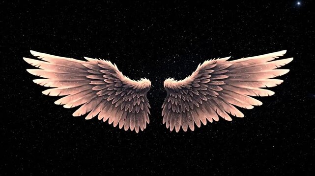 Angel wings against a starry background, evoking grace and freedom.