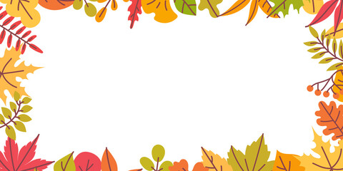 Fall leaves event poster with rustic frame and central text area, perfect for harvest fairs and seasonal markets
