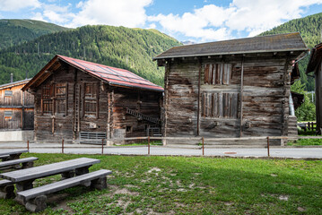Buildings in village of Reckingen in Switzerland