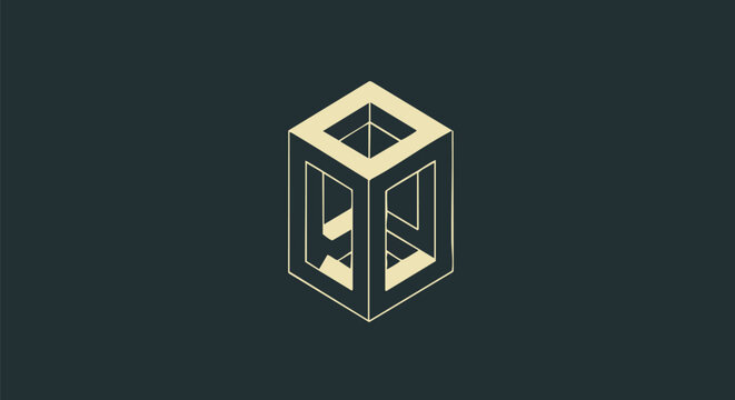 Elegant Impossible Cube: Isometric Abstract Optical Illusion Logo