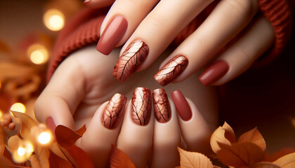 A seasonal autumn manicure, Ai generated image