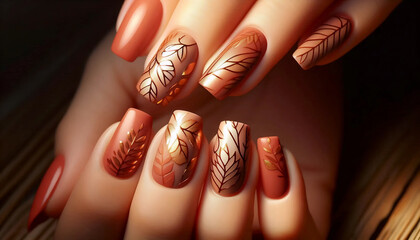A seasonal autumn manicure, Ai generated image