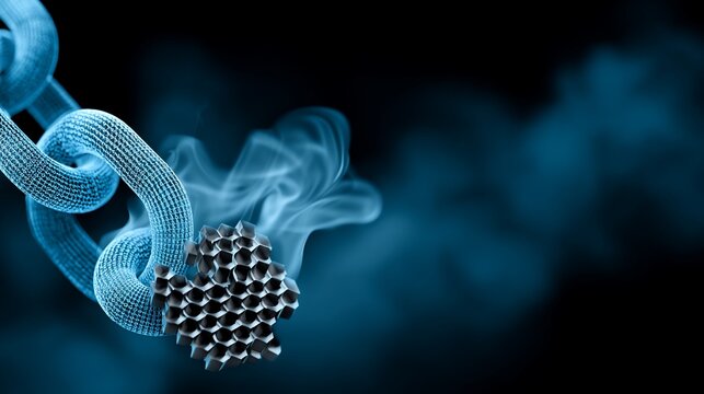 Intriguing composition of honeycomb structure and blue smoke against a dark backdrop