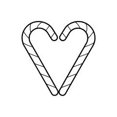 Heart made of candy cane outline
