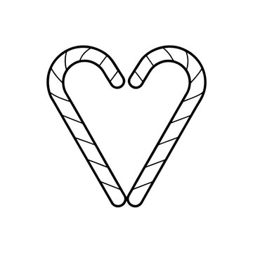 Heart made of candy cane outline