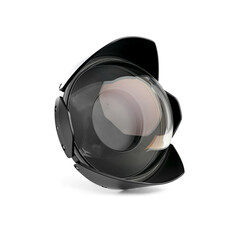 Large diameter dome port for underwater camera housing to provide better edge sharpness and less aberrations when using a rectilinear lens