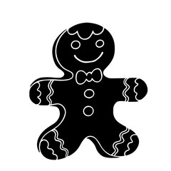 Gingerbread silhouette, stamp, doodles of traditional baking season. Vector graphics.