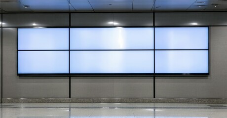 Ultra thin frameless flat panel off airport terminal seating hall