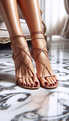 A elegant pedicure in open shoes, Ai generated image