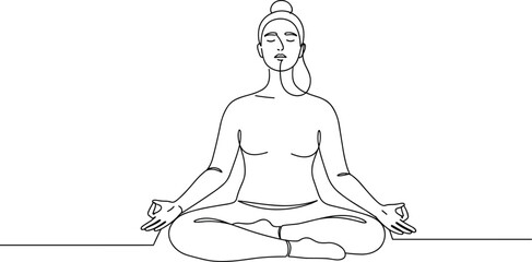 Person meditating in lotus pose, mindfulness practice, yoga relaxation, inner peace, calm lifestyle, wellness illustration