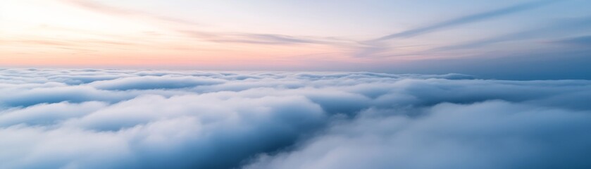 Dreamy Clouds Aerial View Above the Sea of Clouds at Sunset, cloudscape, serene