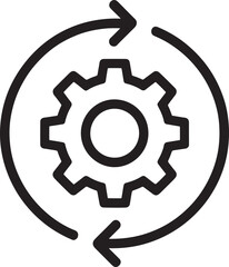 Obraz premium Gear with Circular Arrows Icon Symbolizing Process and Workflow on White Keywords: gear, cogwheel