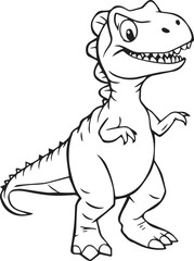 Cute Cartoon T-Rex Dinosaur Line Art Illustration