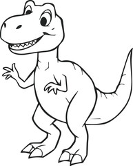 Cute Cartoon T-Rex Outline Drawing