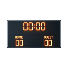 Fototapeta premium Digital sports scoreboard display with timer and scores for home and guest teams