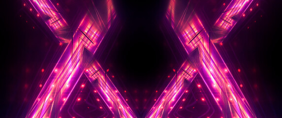 Abstract futuristic neon background, glow, light reflection.