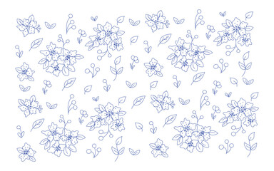 Soft Blue Floral Art Pattern, Delicate Blue Blossom Pattern, Pastel Floral Repeat Print