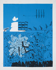 Mix technique of Printmaking on canvas, Crime and Psycho killer concept