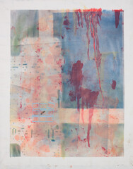 Mix technique of Printmaking on canvas, Crime and Psycho killer concept