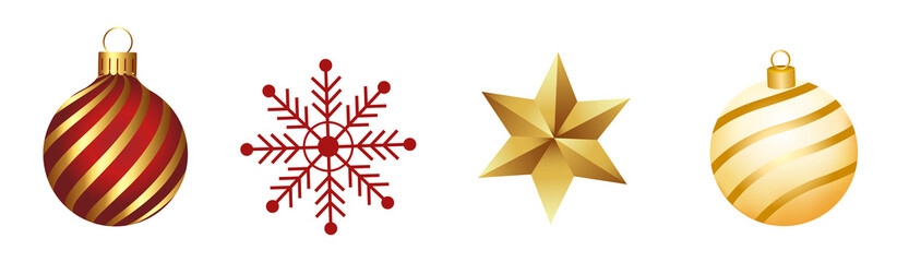 Festive Christmas ornaments star and snowflake design