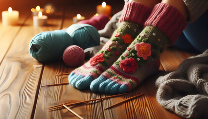 A pedicure peek with socks, Ai generated image