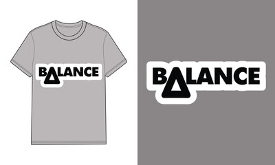 Gray t shirt with balance text triangle logo mockup
